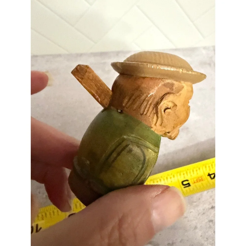Vintage Hand Carved Wood Mechanical Bottle Stopper Moving Mouth Man Italy Style